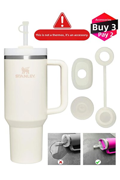 Stanley Quencher 1,18 Straw Thermos Compatible 1 Set 3 Piece Cream Leak Proof...