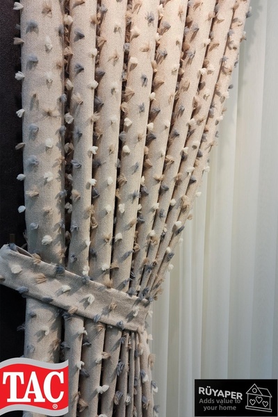 Taç Παστέλ Φούντες Κουρτίνα Μοντέρνο και Χαρούμενο Σχέδιο