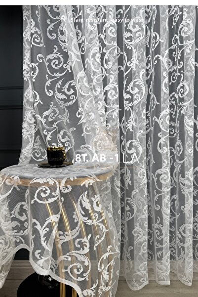 LisabellaHome Perdeaua din tul tricotat din dantela Valeria (1x3 pliuri cusut...