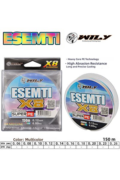 Wily Esenti خيط صيد 8 طبقات 150 متر متعدد الألوان 0,16