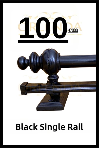 Orlenda Черна еднорелсова завеса за пердета в рустик стил, 100 см