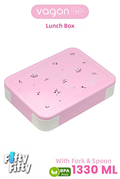 Vagonlife 1330 ml Single Layer 6 Compartment Children's Lunch Box with Fork /...