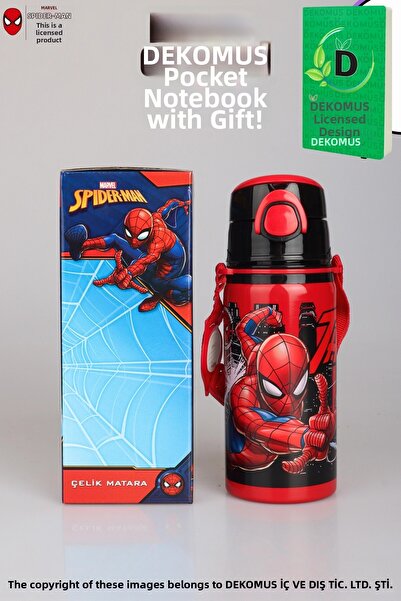 SPIDERMAN "Dekomus Pocket Notebook Gifted" New Season Licensed 500 ml Steel T...