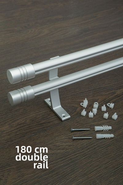 wenthi Suport pentru perdele cu șină dublă de 20 mm, metal rustic, gri mat, c...