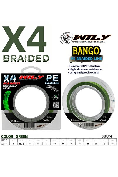 Wily Bango Fir de pescuit cu 4 straturi 300 m Verde 0.16 - 300 m