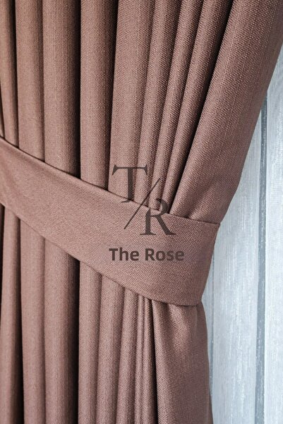 The Rose Linen Backdrop Curtain, Dark Brown, Panel Backdrop, Pleated, Belted,...