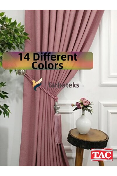 farbateks Powder Linen Background Curtain 1E3 Drapped Pleated Background Curtain