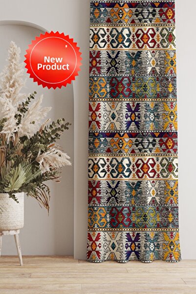 GECE HOME Cortina de fundal cu model etnic Soho Fabric Digital cu imprimeu – ...