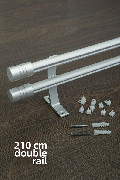 wenthi Suport pentru perdele cu șină dublă de 20 mm, metal rustic, gri mat, c...