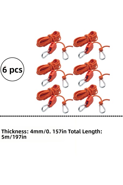 Choice 6 قطع برتقالية اللون 6 قطع عاكسة لخيوط التخييم وربطات تثبيت وشد بكرة و...