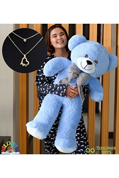 NİLOŞUM مجموعة هدايا للأحباء من أوزغونيرويكت – دمية دب قطيفة بطول 90 سم وقلاد...