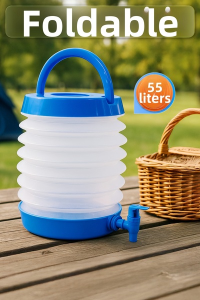 Telvesse Folding Water Canister with Tap Outdoor Accordion Camping Water Buck...