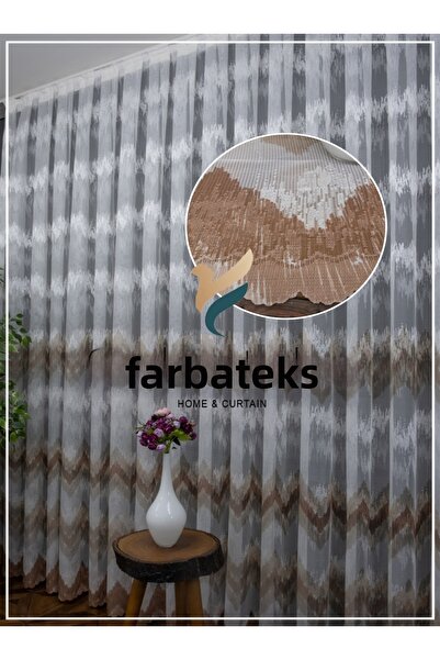 farbateks Harmony Zigzag Pattern Beige Mink Brown Colored Design 3 Layer Plea...