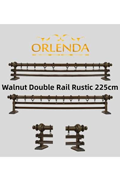 Orlenda Țeavă de aluminiu cu cap din lemn de nuc Umeraș rustic pentru perdea ...