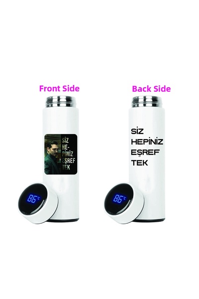 DKDZ SHOP ترمس فولاذ مطبوع من إشرف تيك سعة 450 مل.