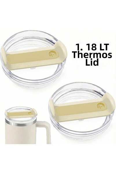 Kelira غطاء ترمس 40 أونصة 1.18 لتر متوافق مع غطاء ترمس مع شفاطة - غطاء كريمي ...