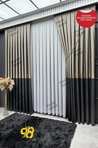 Emes Бежов черен завеса с мотив Вера - златни детайли, еднокрилен (ЕДНОКРИЛЕН)