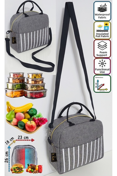 USF Hot and Cold Insulated Thermal Thermos Food Carrier Bag with Strap for Meals, Food, Nutrition, and Food Delivery