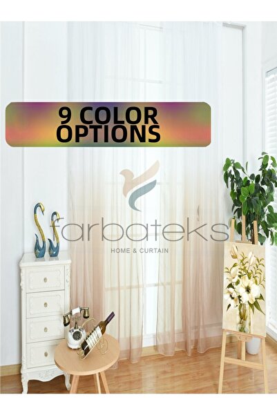 farbateks Tul cu gradient de culoare alb bej, maro deschis, cu 3 straturi pli...