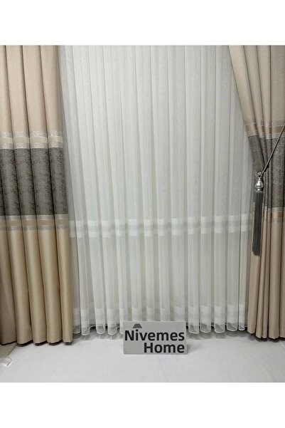 NİVEMESHOME Nivemeshome Hercai Hy019 Argintiu 1/3 Tight Plis Tulle Cortina Apm