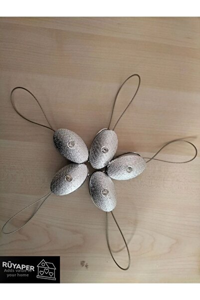RÜYAPER Set de 5 bucăți de perdele din tul cu magneți argintii