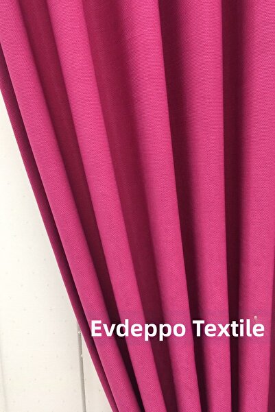 Evdepo Home Κουρτίνα με υφή κηρήθρας φούξια μονόχρωμη 1/2 σπάσιμο πλισέ μαλακ...