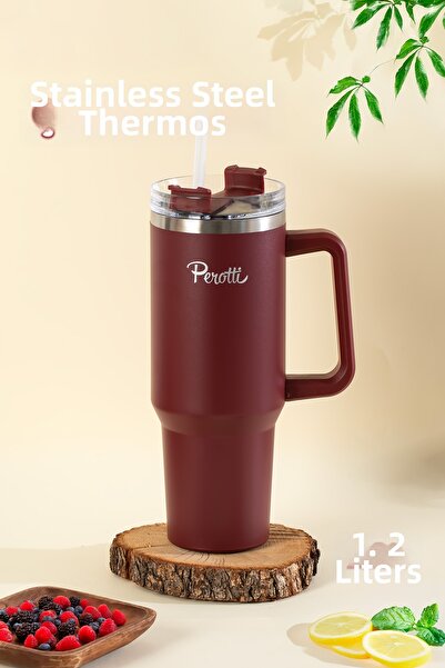 Perotti 17236-1 Colte V2 Stainless Steel Sportsman Thermos Cup Flask Red 1.2 Lt