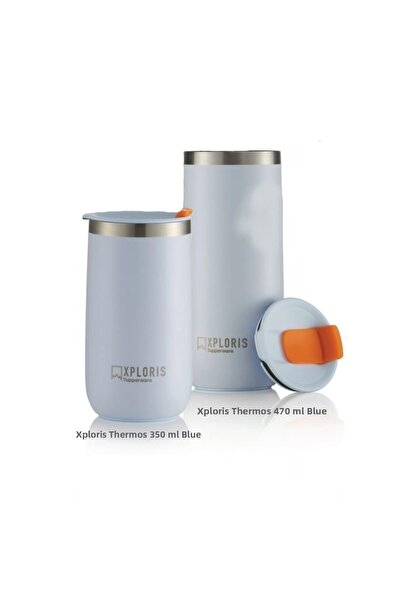Tupperware Xplores Thermos Blue 350 ml and 470 ml Set of 2 Tupperware Thermos...