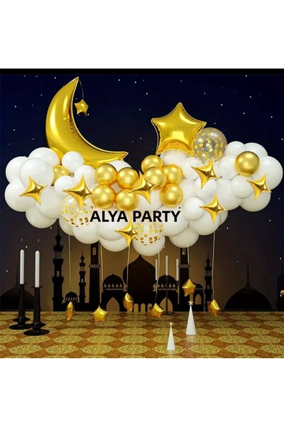 ALYA مجموعة بولون LED للحفلات على شكل قمر ونجمة لتزيين الحائط في عيد الميلاد