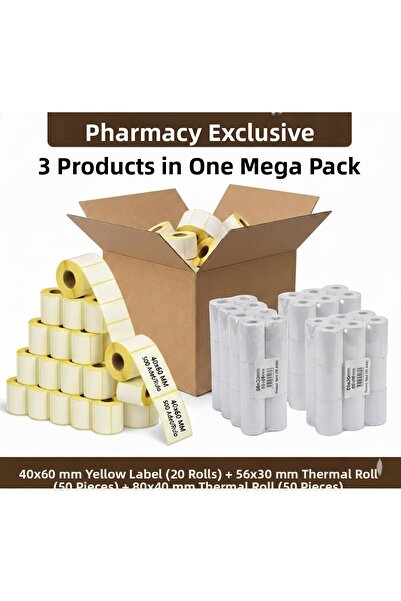 KHR *عبوة ميجا*- ملصق صيدلية 40×60 مم 500 لفة شفافة 20 رول + 56*30 متر 50 قطع...