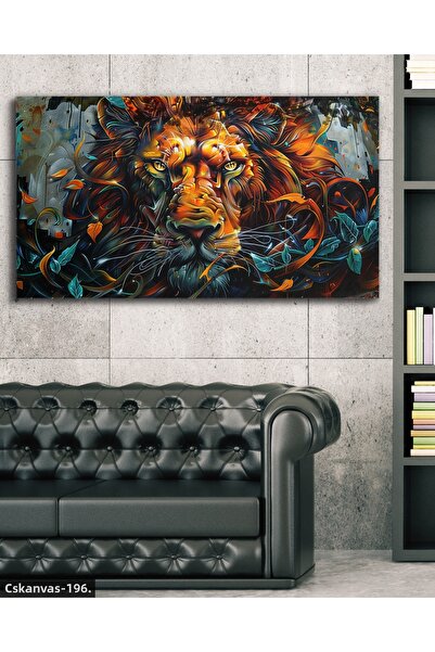 CeSht Pânză cu design de leu în stil pictură în ulei, Pânză decorativă