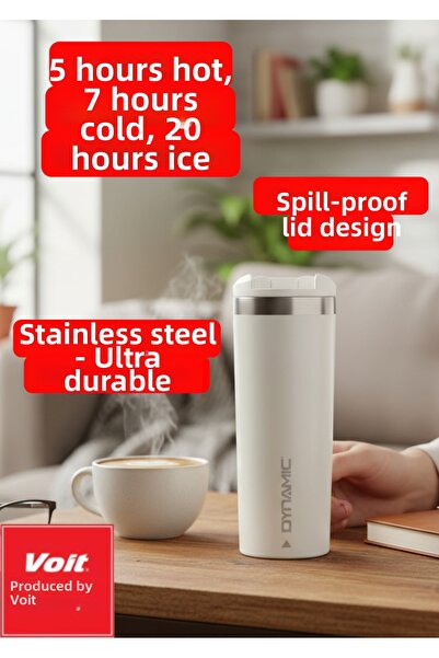 Dynamic ترمس ستانلس ستيل 500 مل أسود/كريمي 2 خيار لون