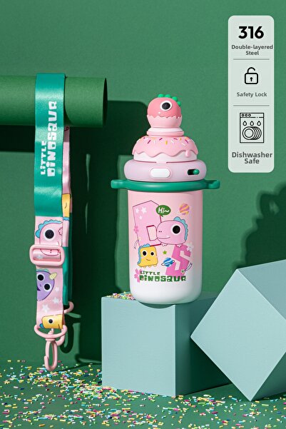 Emsan ترمس بيبي ديناصور وردي 450 مل