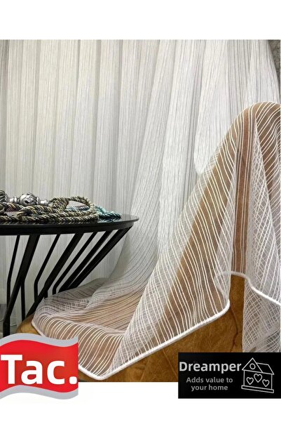 Taç Noul sezon Rüyaper - Cortina din tul cu greutate grea, cu dungi cu lanțur...