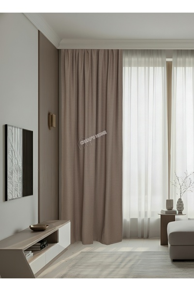 cheap's home Модерна завеса с ленен текстур и матово покритие - без влакна, с...