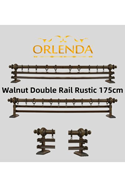 Orlenda Țeavă de aluminiu cu cap din lemn de nuc Umeraș rustic pentru perdea ...