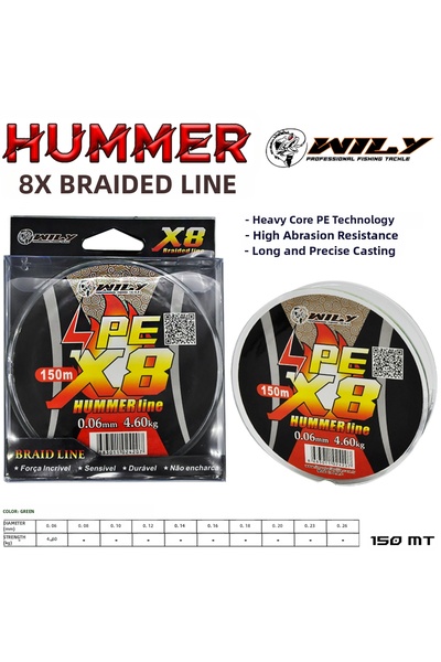 Wily Fir de pescuit Hummer 8X 150 m Verde