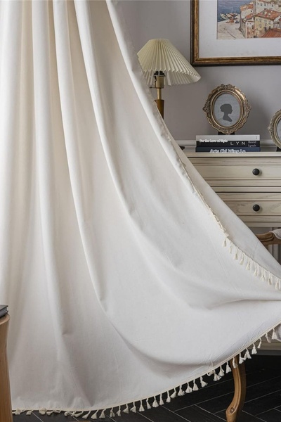 bufidik Бохемска ленена завеса с пискюли