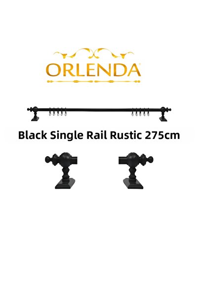Orlenda Дървена алуминиева тръба за завеси в рустик стил, единична релса 275 см