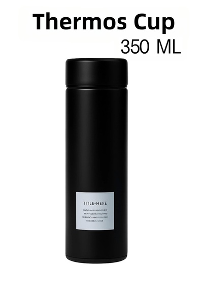 Evistro زجاجة مياه ترمس من الفولاذ المقاوم للصدأ 350 مل غطاء مفرغ أسود منتج م...