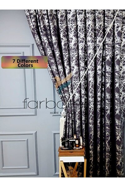 farbateks Smoked Gray Silver Foil Shiny Laced Opart Fabric 3 Layer Pleated Ba...