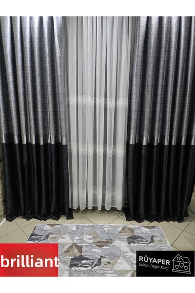 Brillant Κουρτίνα φόντου Rüyaper New Season Top Grey Bottom Anthracite Silver...