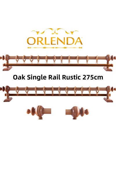 Orlenda Suport pentru perdele rustic cu o singură șină de 275 cm - țeavă de a...