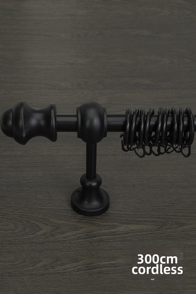 wenthi Suport pentru perdele rustic din lemn negru Venti 300 Cm