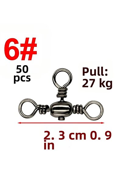Choice مقاس 6 50 قطعة/حقيبة إكسسوارات صيد مطلية بالنيكل الأسود موصل ثلاثي الأ...