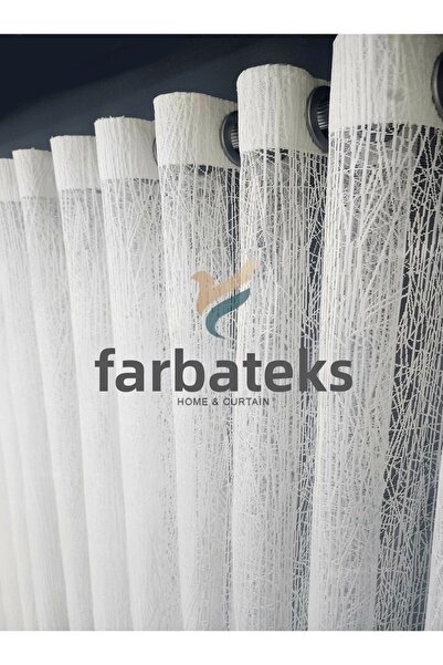 farbateks Perdele din tul rustic alb, perdea cu ochiuri, perdea rustică din tul