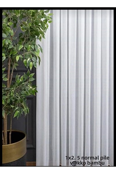 venedik home Bamboo Tulle Curtain 1X2.50 Regular Pleated Ultra Gramage (300Gr...