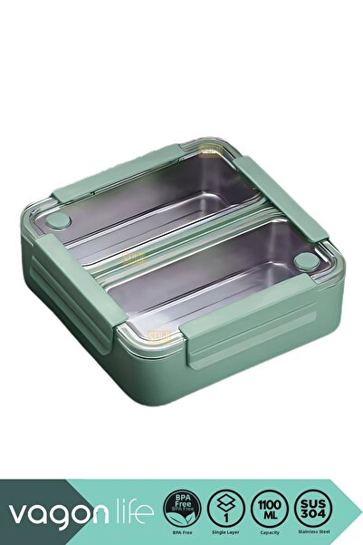 Vagonlife Bento 1100ml Lunchbox New Collection Single Deck 2 Compartment Stai...