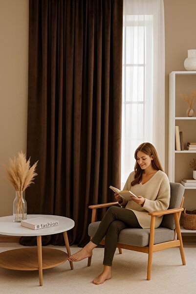 QUBA DECO Suede Elite Velvet Textured Natural Background Curtain Living Room ...