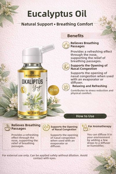 BİZİMHEKİM ŞİFA EVİ Bizimhekim Eucalyptus Oil 20 ml Refreshing Care Oil